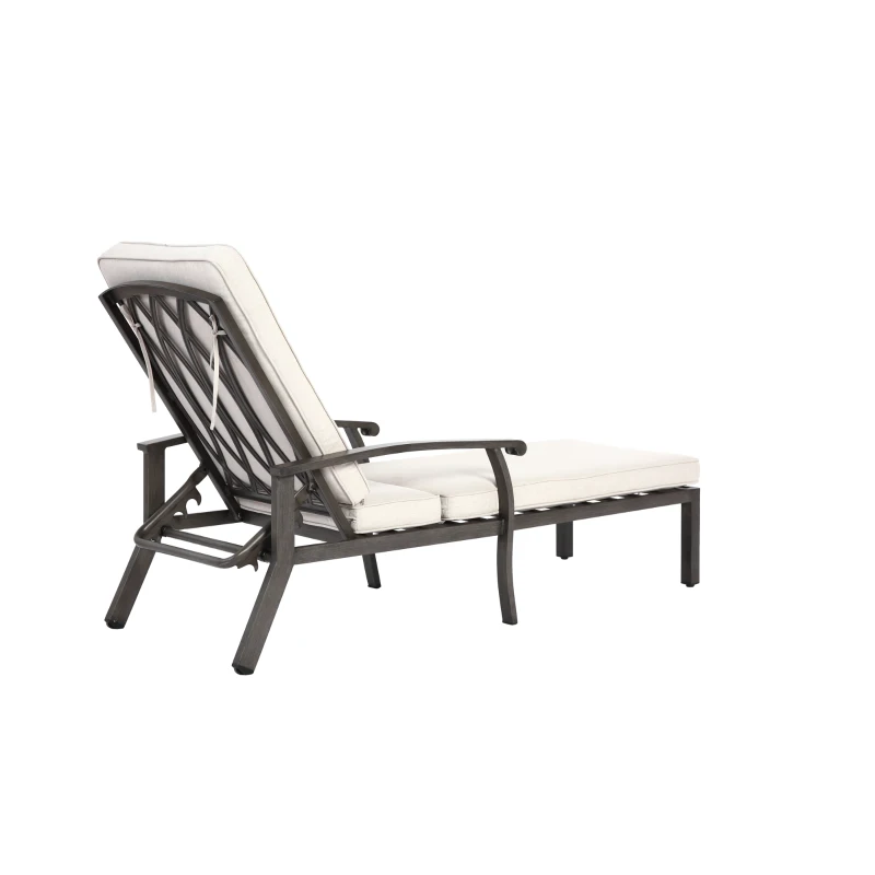 Chaise-lounge-patio avec dossier réglable, 204x58x100/30 cm, Beige