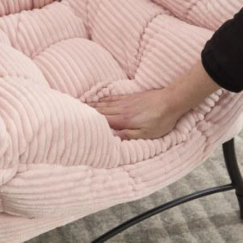 Fauteuil lounge avec pouf, accoudoirs et une poche latérale, revêtement en flanelle, 69,9x64,0x95,0 cm, Rose