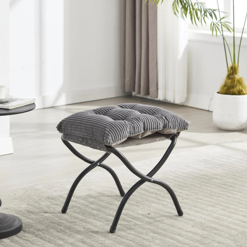 Fauteuil lounge avec pouf, accoudoirs et une poche latérale, revêtement en flanelle, 69,9x64,0x95,0 cm, Gris