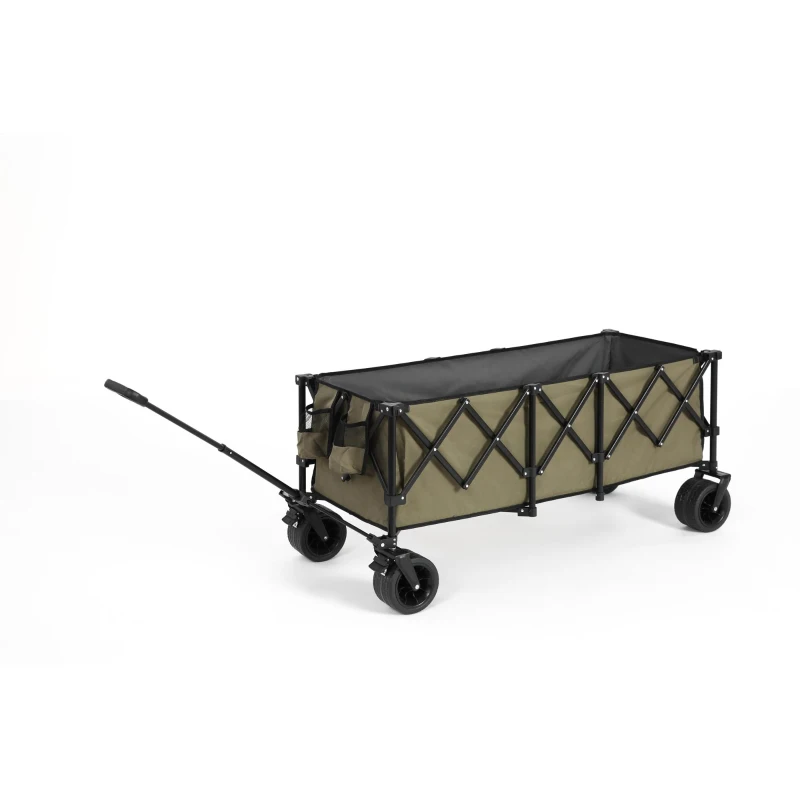 Chariot pliable extensible, avec beaucoup de rangement, 136x54x60 cm, Armeegrün