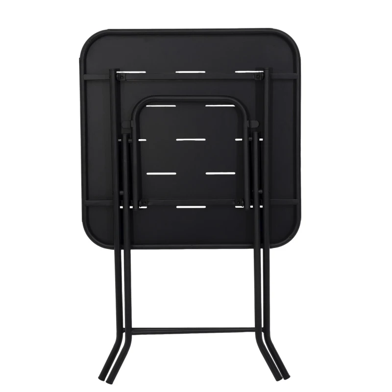 Ensemble bistrot pliable 3‑pièces en acier, avec 2 chaises + 1 table, Noir