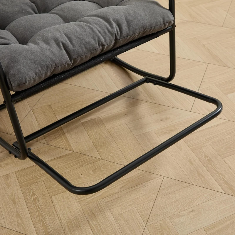 Fauteuil à bascule d'extérieur avec coussin de confort, pour salon, chambre, coin lecture, 75x116x82 cm, Gris