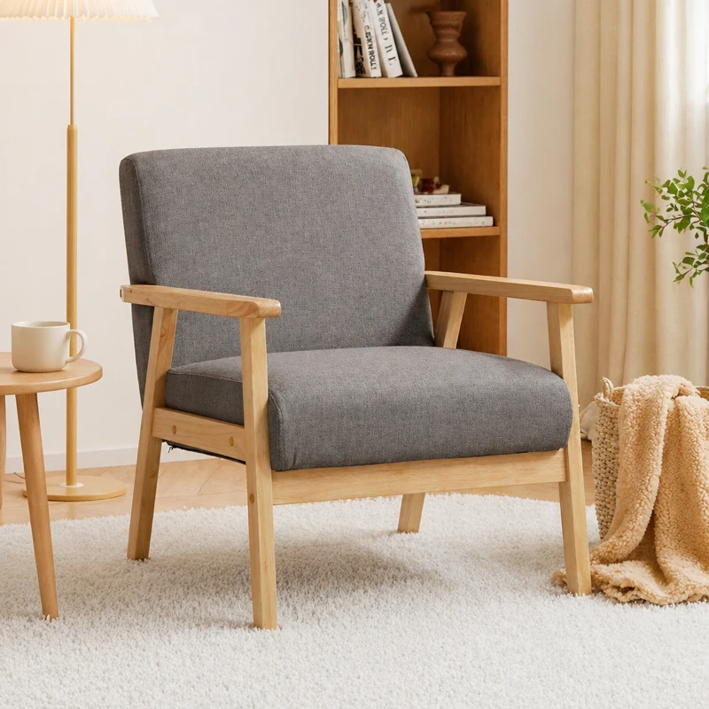 HOMCOM Fauteuil comfortabel groot formaat met kussens, 64B x 70T x 72H cm, Grijs(m-12)