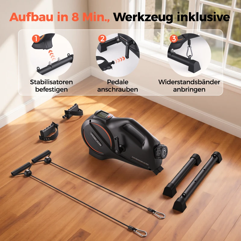 YOSUDA ​​Pedaltrainer, Beintrainer für Zuhause mit 2 Widerstandsbändern und rutschfester Matte, Mini Heimtrainer für Senioren, Arm und Beintrainer im Sitzen, 16-stufiger einstellbarer Widerstand