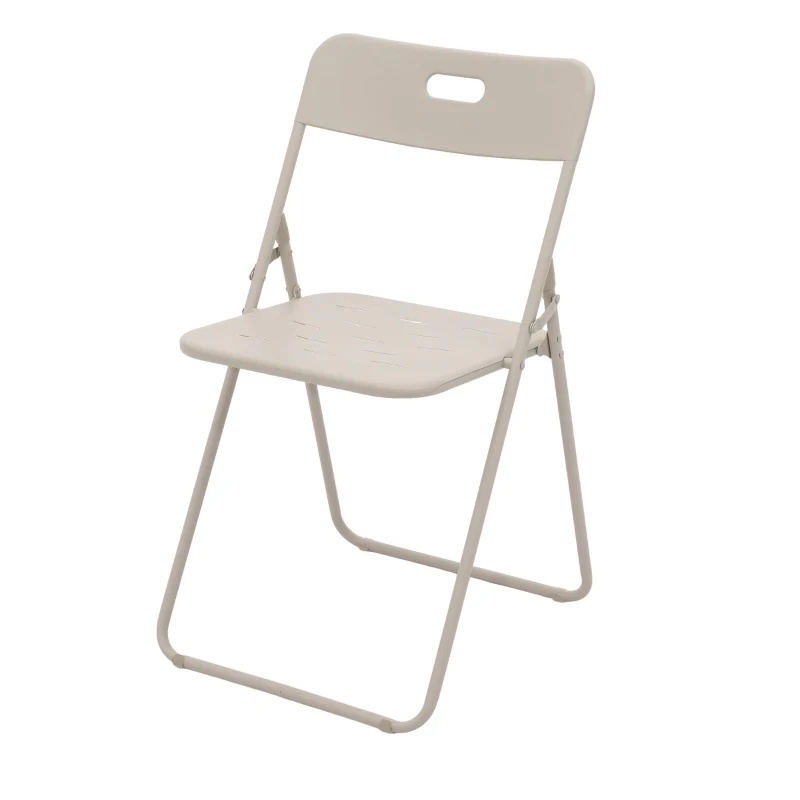 Ensemble bistrot pliable 3-pièces en acier, avec 2 chaises + 1 table, Beige