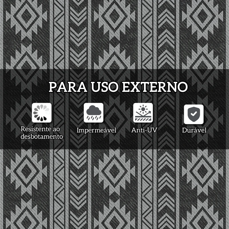Outsunny Tapete de Exterior Reversível 182x274 cm Impermeável Anti-UV para Viagens em Caravana Preto e Cinzento