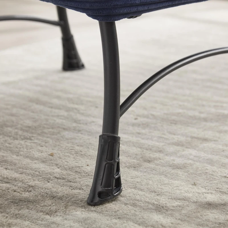 Fauteuil lounge avec pouf, accoudoirs et une poche latérale, revêtement en flanelle, 69,9x64,0x95,0 cm, Bleu marine
