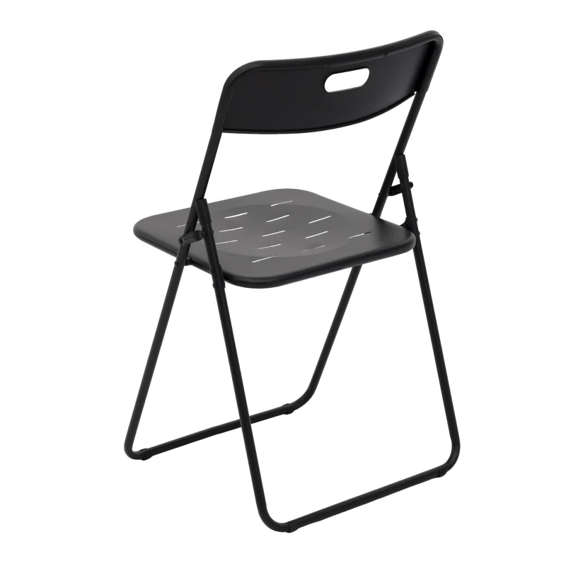 Ensemble bistrot pliable 3‑pièces en acier, avec 2 chaises + 1 table, Noir