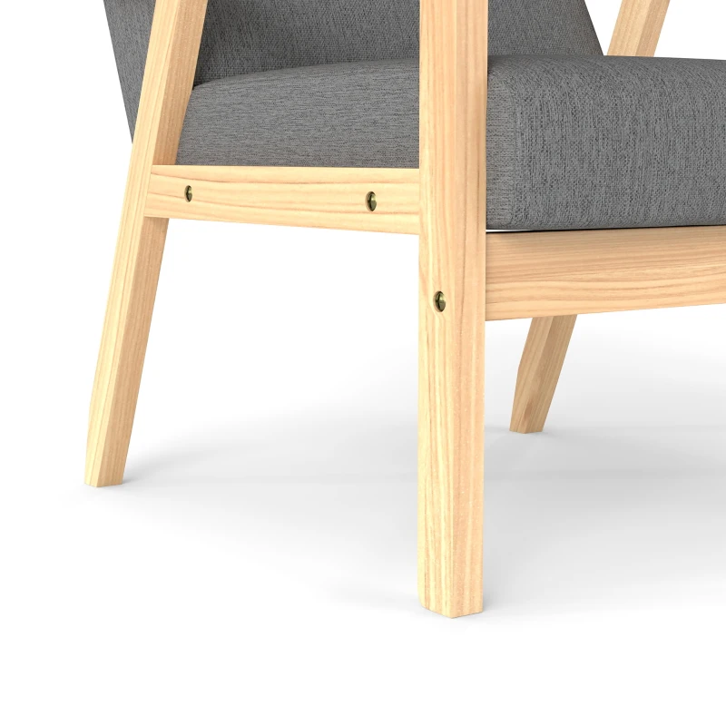 HOMCOM Fauteuil comfortabel groot formaat met kussens, 64B x 70T x 72H cm, Grijs(m-7)