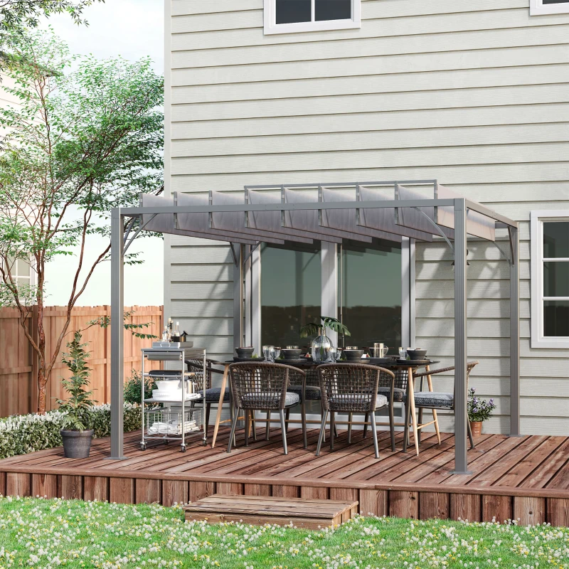 Outsunny Pergola 3 x 3 m bioclimatique pergola avec lames orientables style contemporain UV 50+ aluminium - gris(m-10)