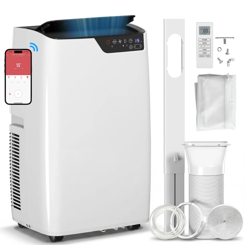 HOMCOM Portable Air Conditioner 12000 BTU, 4-in-1 AC Unit with Cool, Dehumidifier, Fan, Sleep Mode, WiFi Voice Remote Control