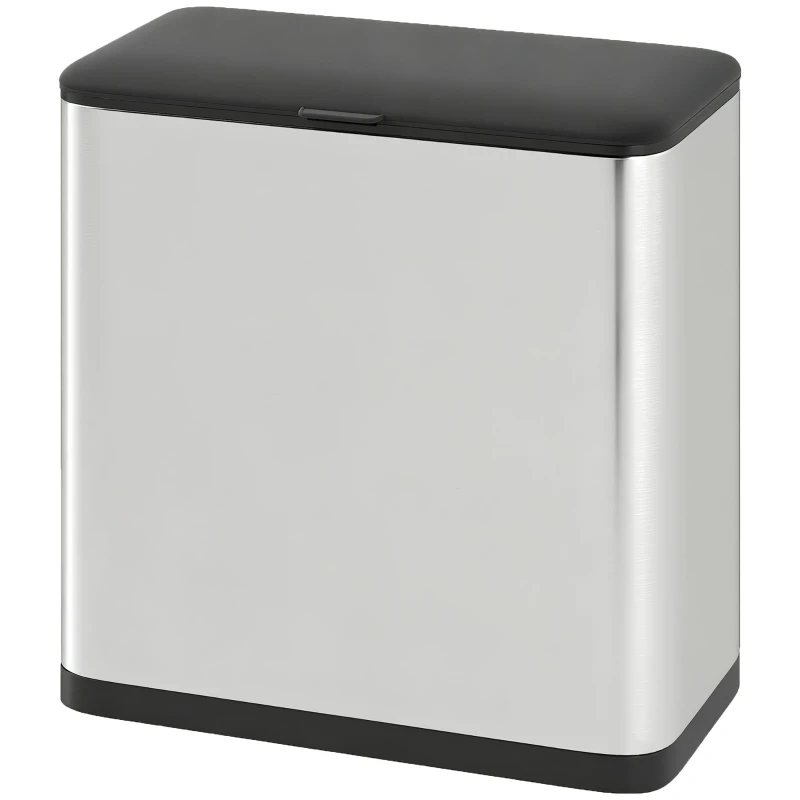HOMCOM 8L Hanging Kitchen Bin, Rubbish bin with Lid and Removable Inner Bucket for Under Cabinet Door, Under Sink, Office