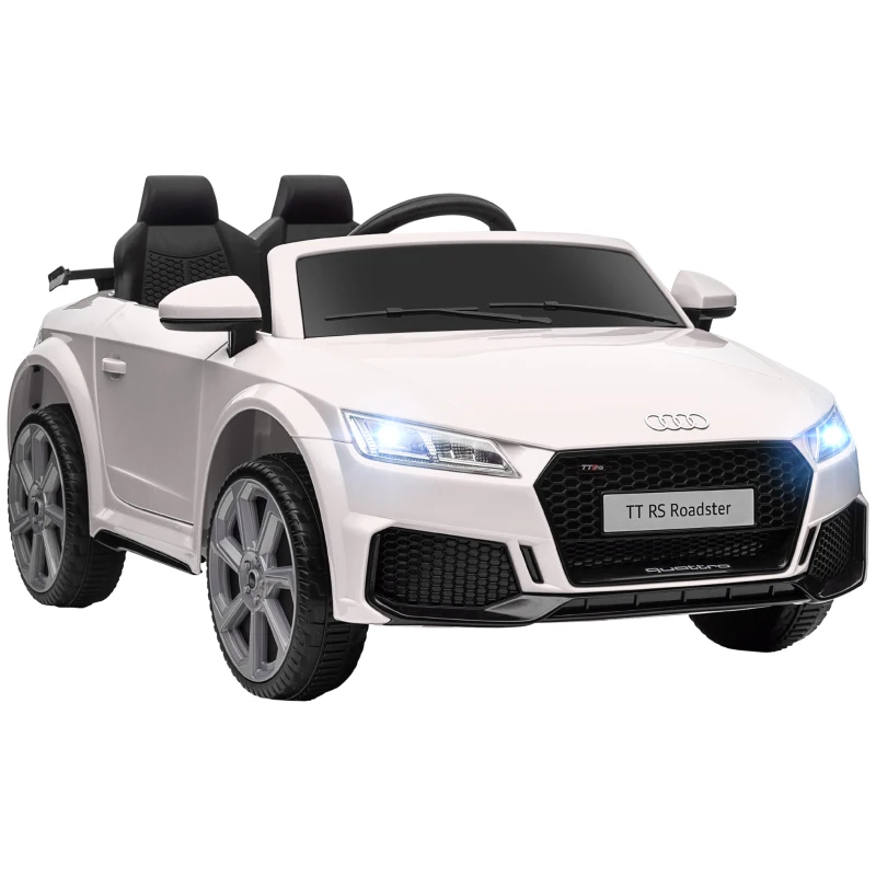 HOMCOM Voiture électrique enfant véhicule électrique enfant Audi TT RS 12 V 30 W V. Max. 3 Km/h télécommande 2,4G Effets sonores + Lumineux Blanc(m-12)