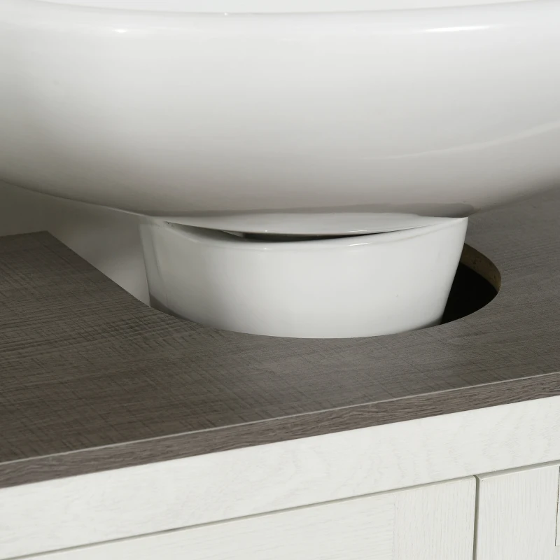 kleankin Modern Bathroom Sink Cabinet, Floor Standing Under Sink Cabinet, Freestanding Storage Cupboard with Adjustable Shelf, Double Doors, Antique White
