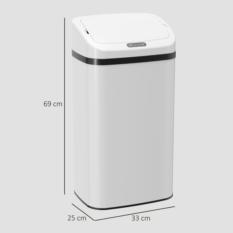 HOMCOM 48L Stainless Steel Sensor Bin - White