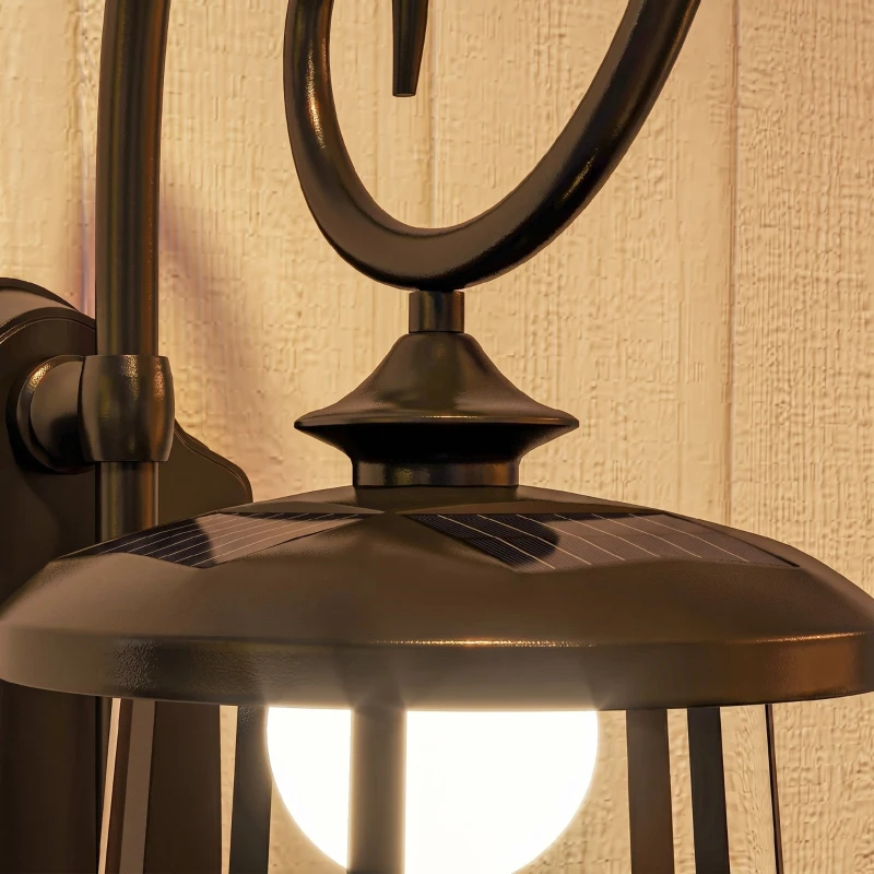 Outsunny Lampă de Grădină cu Panou Solar, Impermeabilă IP44 și Aprindere Automată, Neagră