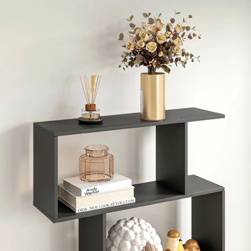 HOMCOM Bibliotecă din Lemn, Design Modern cu 6 Rafturi, 80x23x192 cm, Negru