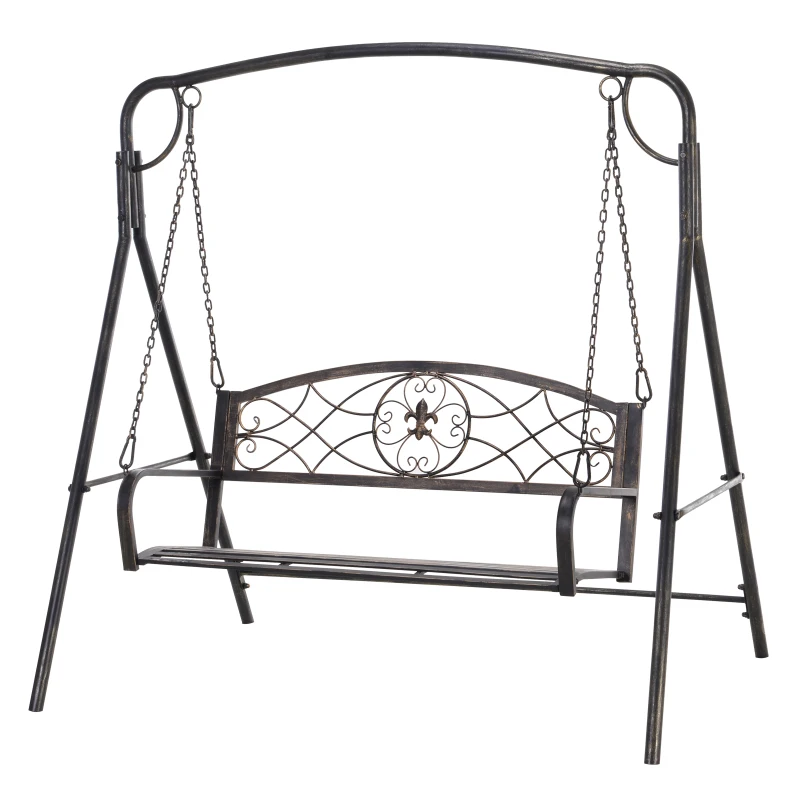 Outsunny 2 Seater Metal Swing Bench, Garden Swing Chair, Weather Resistant, for Patio, Yard