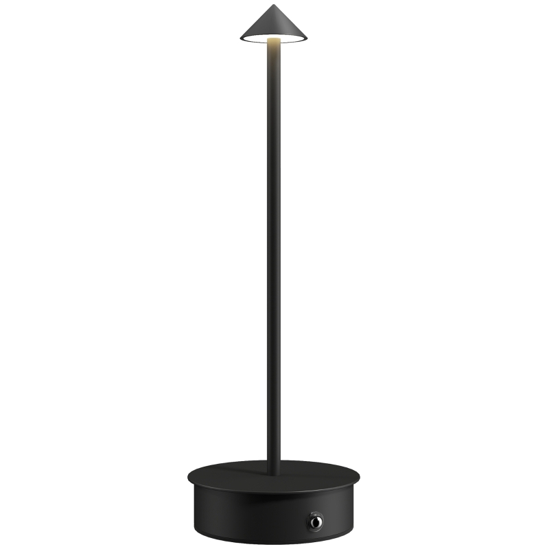 HOMCOM Lampă de masă tactilă reîncărcabilă cu USB, reglabilă 3000K/4500K/6500K, autonomie 4-8 ore, neagră