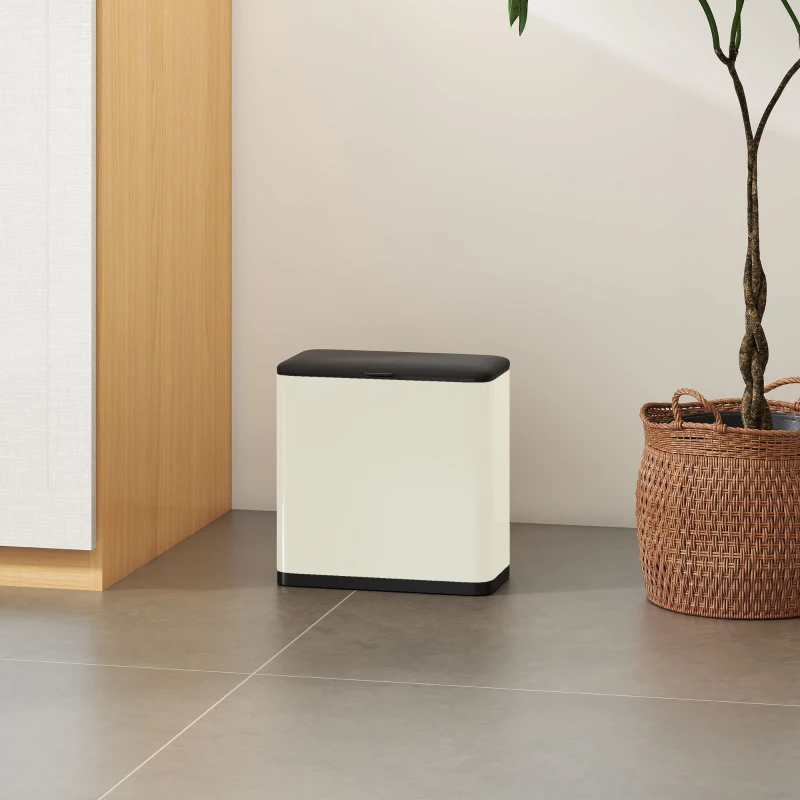 HOMCOM 8L Hanging Kitchen Bin, Rubbish bin with Lid and Removable Inner Bucket for Kitchen Cabinet Door, Under Sink, Office