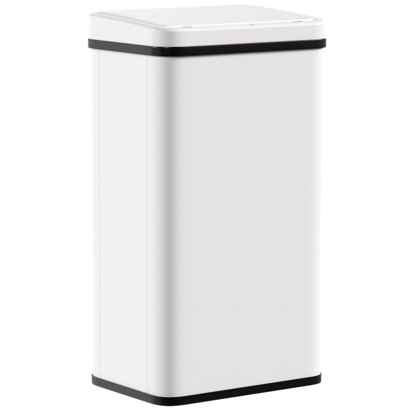HOMCOM 50L Sensor Bin with Soft-Close Lid, Stainless Steel Automatic Touchless Motion Sensor Kitchen Bin, White