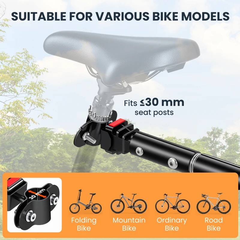 HOMCOM Bike Cargo Trailer Bicycle Trailer Cargo Storage Cart w/ Hitch Cycling Camping Luggage Storage Carrier Transport Steel Black
