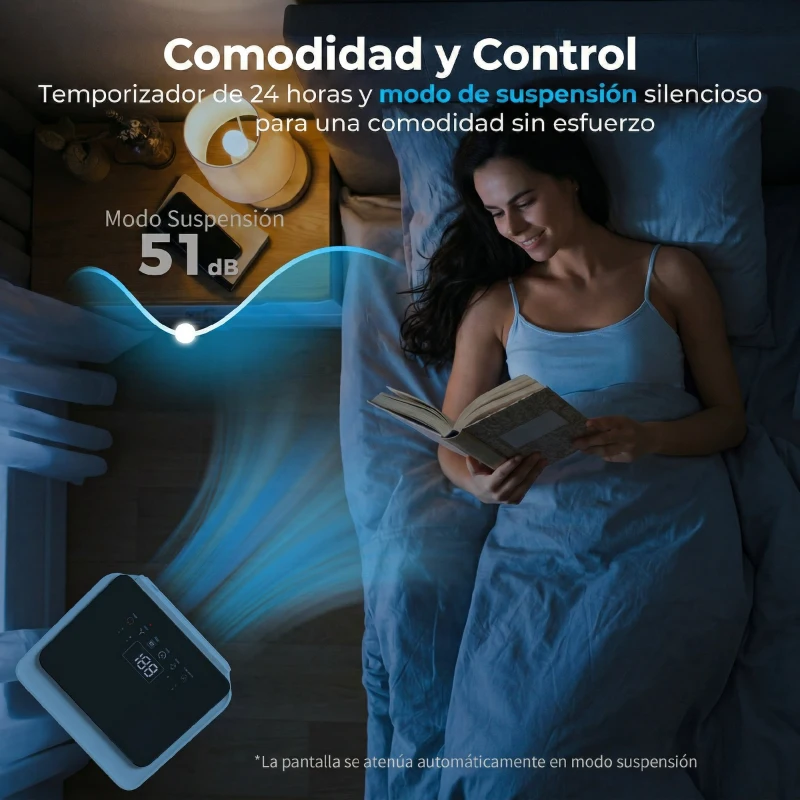 HOMCOM Aire Acondicionado Portátil 10.000 BTU 4 en 1 Enfriamiento Deshumidificador Ventilador con WiFi para 30 m² Blanco