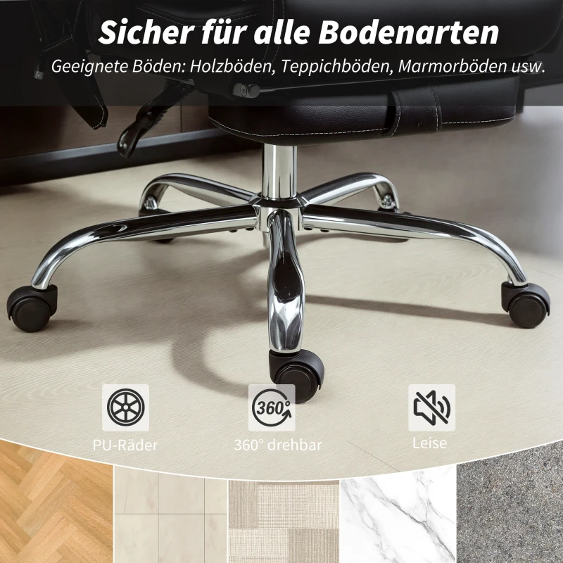 HOMCOM Bürostuhl Ergonomisch mit Massagefunktion Schreibtischstuhl mit Fußstütze, Kunstleder Schwarz
