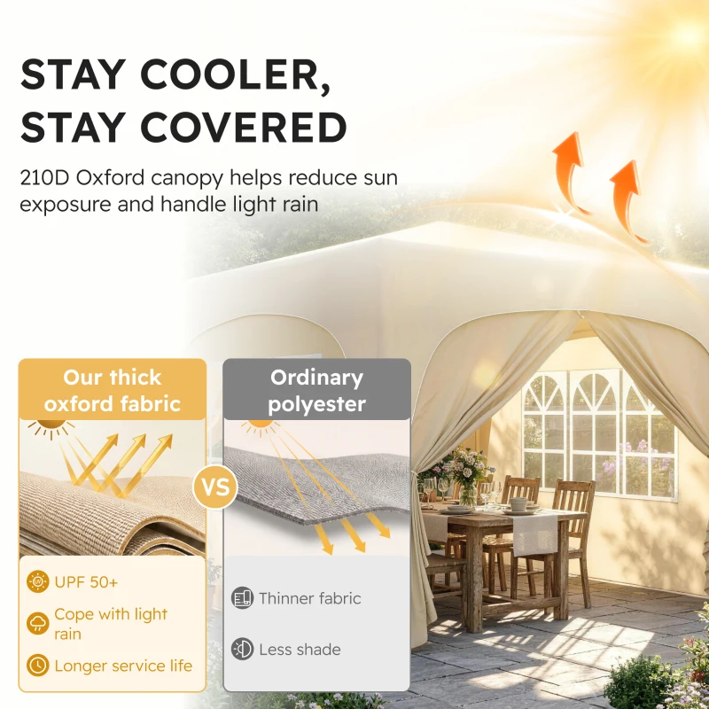 Outsunny 3 x 3m Pop-Up Gazebo Shelter, with Accessories - Sand