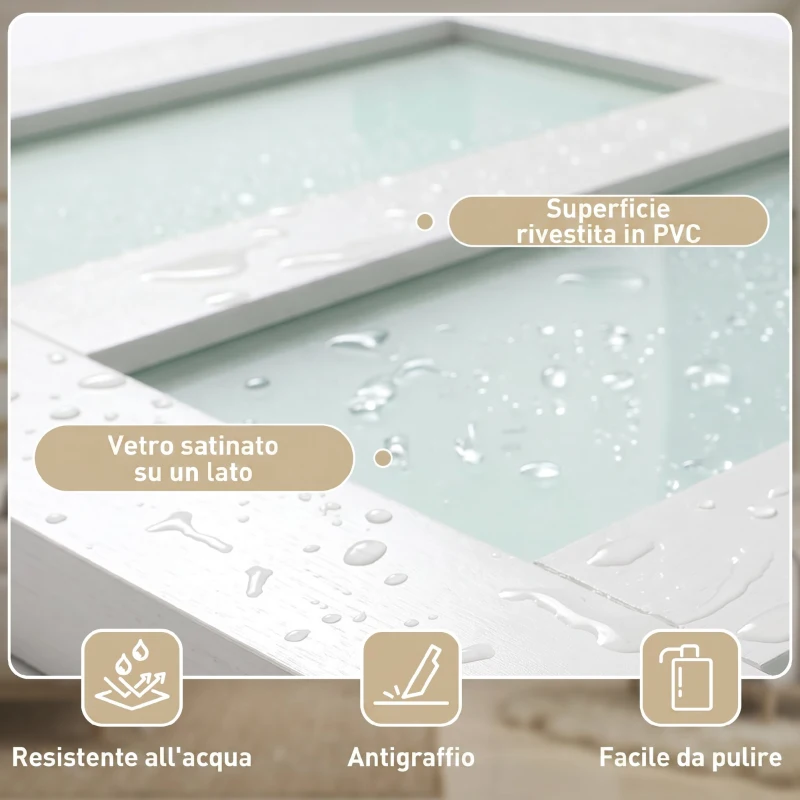 HOMCOM Porta Scorrevole 91.4x213.4cm con Kit, Pannelli in Vetro, Effetto Legno Bianco