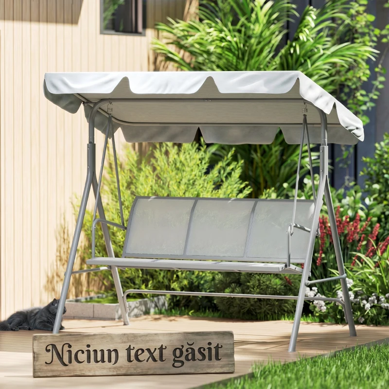 Outsunny Leagăn de Grădină cu 3 Locuri și Acoperiș Parasolar Detasabil, 171x108x154 cm, Gri Deschis