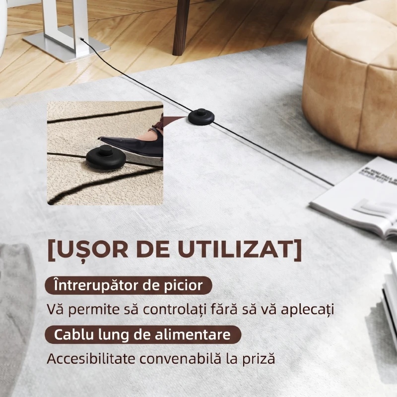 HOMCOM Lampă de Podea de 150 cm cu 3 Moduri, Luminozitate Reglabilă și Întrerupător cu Pedală, Alb