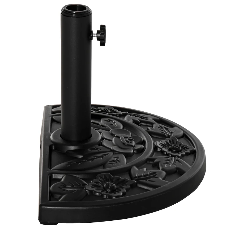 Outsunny Halfronde Parasolvoet, 9 kg, Bloemendesign, HDPE/Cement, voor Parasolstokken Ø35/38/48 mm
