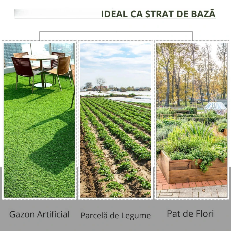 Outsunny Foaie Neagra de Mulci 50x2m pentru Gradina, Sera, Gradina Drenaj