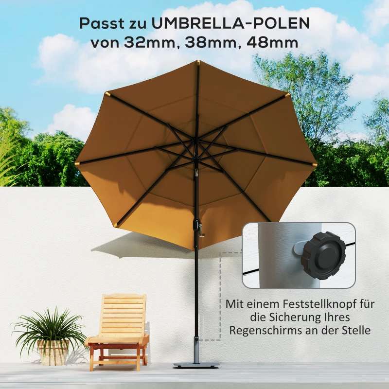 Outsunny Sonnenschirmständer aus Metall 18,5 kg Schirmständer mit Rollen, Quadratisch Schirmhalter für Sonnenschirm 32/38/48mm