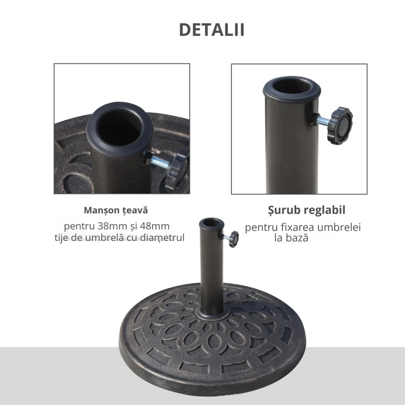 Outsunny Baza pentru umbrela 12kg din rasina Φ48.5x34cm pentru stalpi 38-48mm bronz