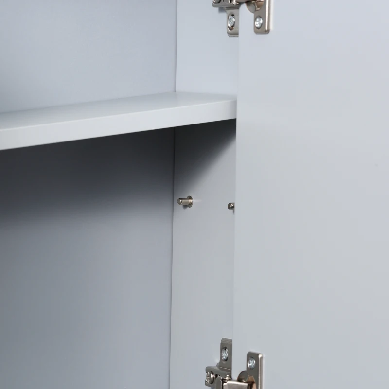 HOMCOM Wall Mounted Mirror Cabinet with Storage Shelf Bathroom Cupboard Double Door Grey