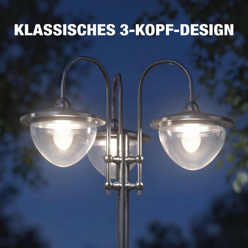 Outsunny Solar Laterne Stehleuchte aus Metall, Gartenlaterne mit Lichtsteuerung, 189 cm hoch, Windlicht Außenleuchte, Wasserdicht IP44 mit Blumentopf-Basis für Garten Balkon Deko Schwarz
