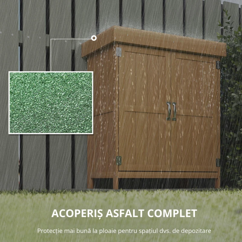 Outsunny Dulap Exterior Lemn 74×43×88 cm – 2 Rafturi pentru Scule Gradina