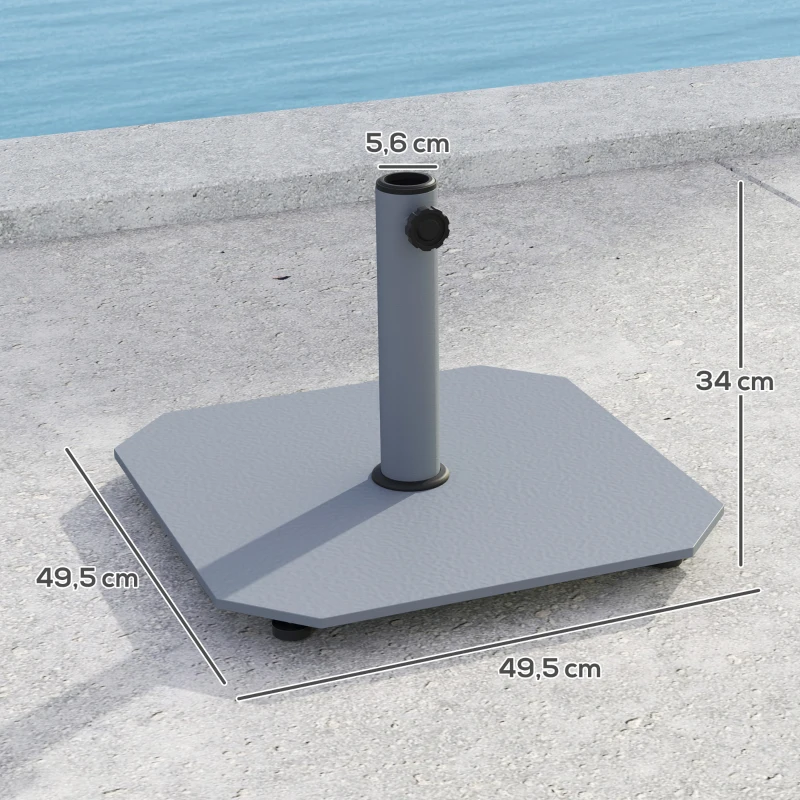 Outsunny Sonnenschirmständer aus Metall 18,5 kg Schirmständer mit Rollen, Quadratisch Schirmhalter für Sonnenschirm 32/38/48mm