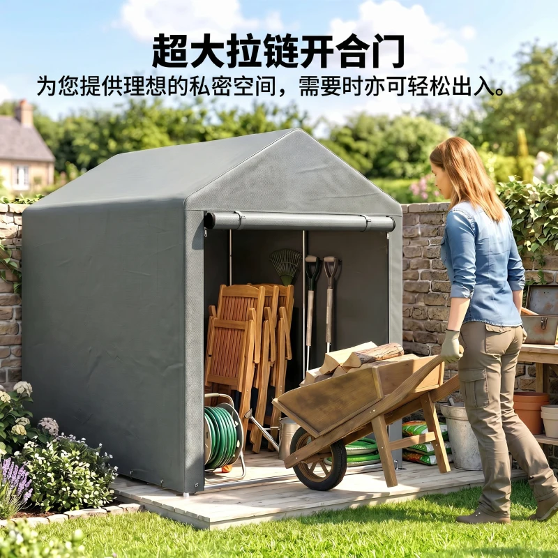 Outsunny Gartenschuppen, Lagerzelt, robust & wetterfest, Stahlrahmen, 1,2x1,8x1,6m, Hellgrau
