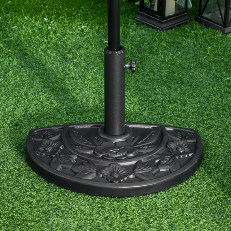 Outsunny Halfronde Parasolvoet, 9 kg, Bloemendesign, HDPE/Cement, voor Parasolstokken Ø35/38/48 mm