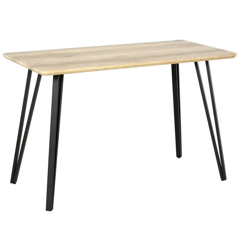 HOMCOM Tavolo da Pranzo Design Industriale con Grande Piano e Gambe in Metallo Nero, in MDF, 120x60x75 cm, Effetto Quercia Chiara