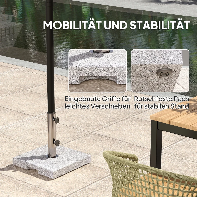 Outsunny Sonnenschirmständer aus Granit 21kg Schirmständer, Quadratisch Schirmhalter, Schirmgewicht für Sonnenschirm 32/38/48mm