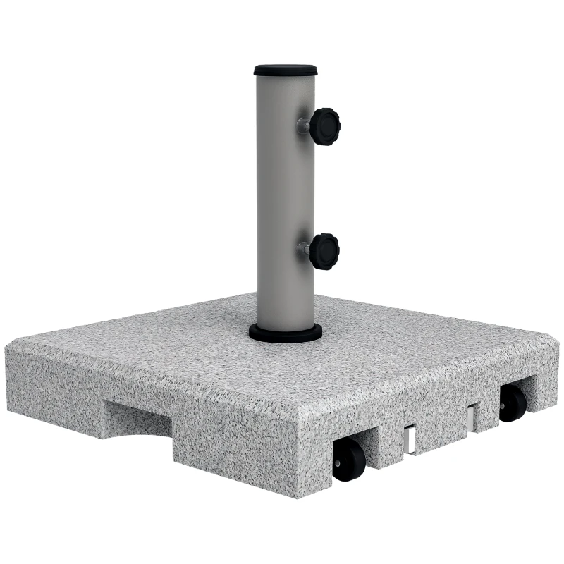Outsunny Granieten parasolvoet, 28 kg, wielen, voor parasolpalen van 32/38/48 mm, Grijs