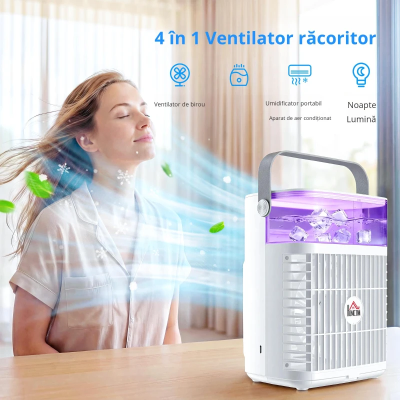 HOMCOM Ventilator de masă Ventilator de birou cu cap reglabil 21cm