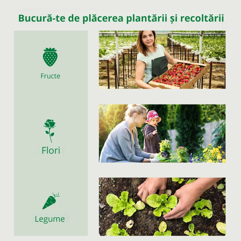 Outsunny Sera de gradina din PE si otel cu 4 carlige, 2 ferestre laterale si copertina superioara ranforsata, 200x77x148-169 cm