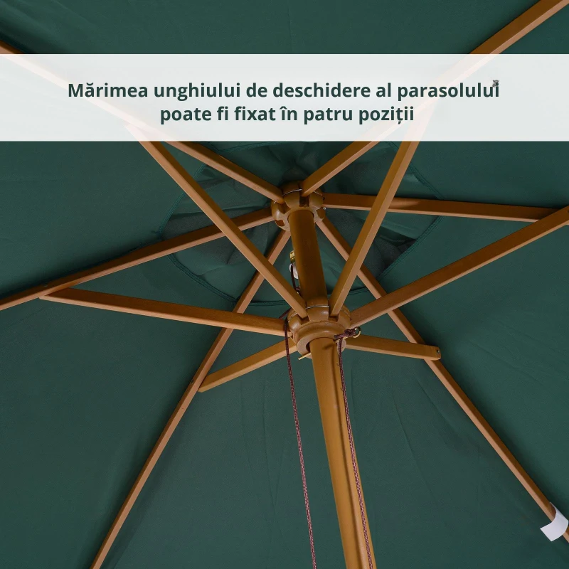 Outsunny Umbrela din Lemn pentru Extern Gradina 2X3M Verde