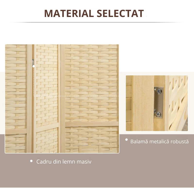 Homcom Separator Interior – Lemn & Bambus 170 cm, Maro Natural