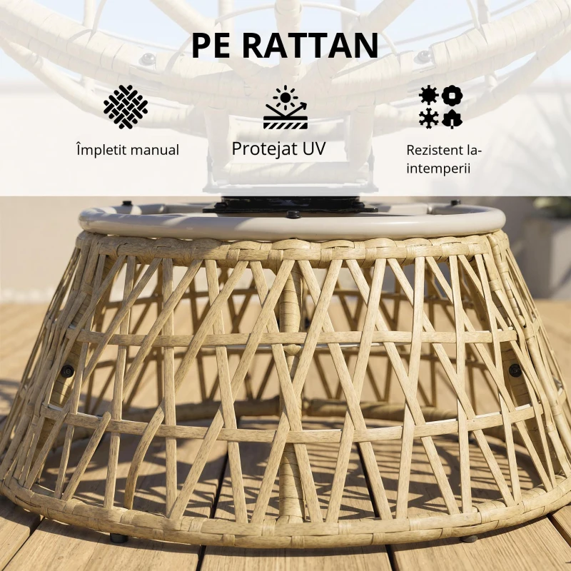 Outsunny Set de bistro pentru balcon, set de terasă, set rezistent la intemperii, perne detașabile, 85 cm x 70 cm x 82 cm, Natural + Maro deschis